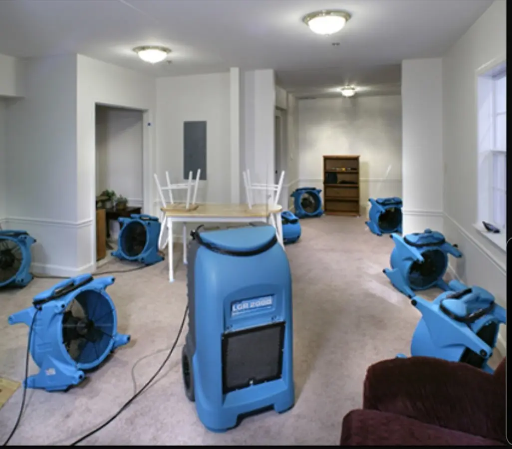 Air movers and dehumidifier setup for Water Extraction & Removal in Dranesville
